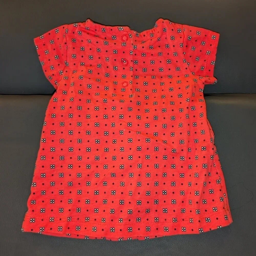 🐲3 FOR $9🦄Carter's Girl Short Sleeve Pleated Bow Fluorescent Top Tee Shirt 6m - Picture 2 of 2